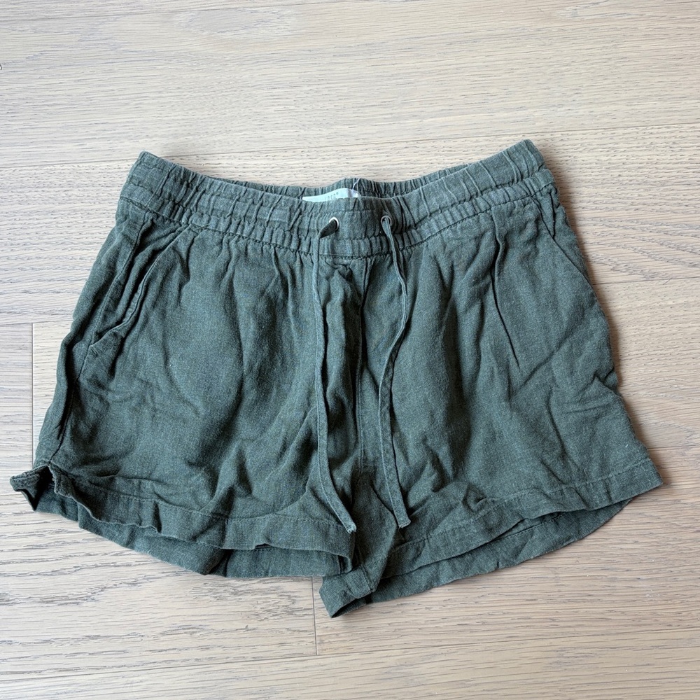 H&M Linen Olive Green Women's Shorts